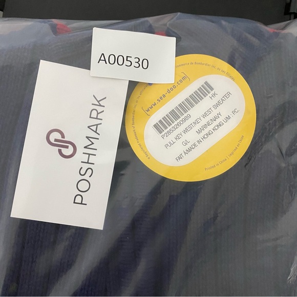 Knit Sweater Men’s Large Chunky Bombardier Key West 1/4 Zip Striped Blue Red - Picture 10 of 13